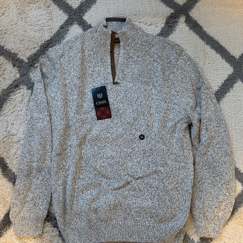 Chaps Men's Zip-Up Sweater in Gray